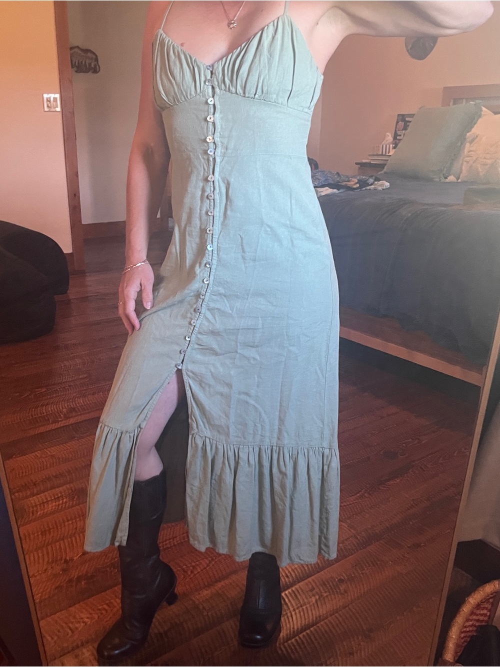 Zara Olive Green Midi Dress